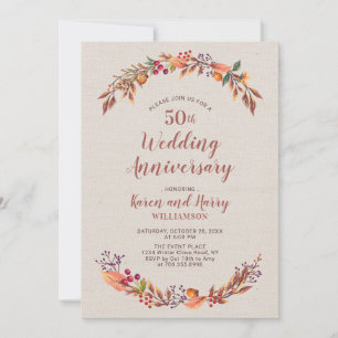 Invitation d'anniversaire de mariage Automne/Fleur