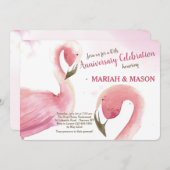 Invitation d'anniversaire de mariage aux Flamants (Devant / Derrière)