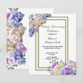 Invitation d'anniversaire de mariage aux pivoines (Devant / Derrière)