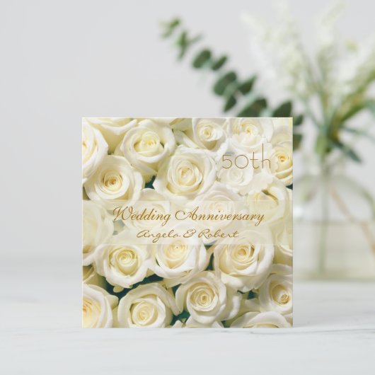 Invitation d'anniversaire de mariage avec des rose (Debout devant)
