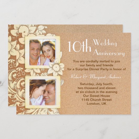 Invitation d'anniversaire de mariage avec photos (Devant / Derrière)