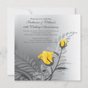 Invitation d'anniversaire de mariage avec rose jau