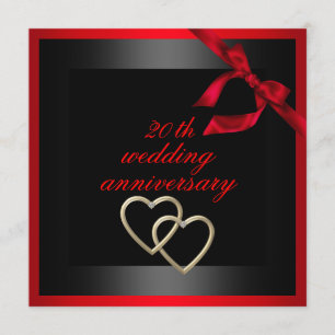 Invitation d'anniversaire de mariage Cœur Noir & R