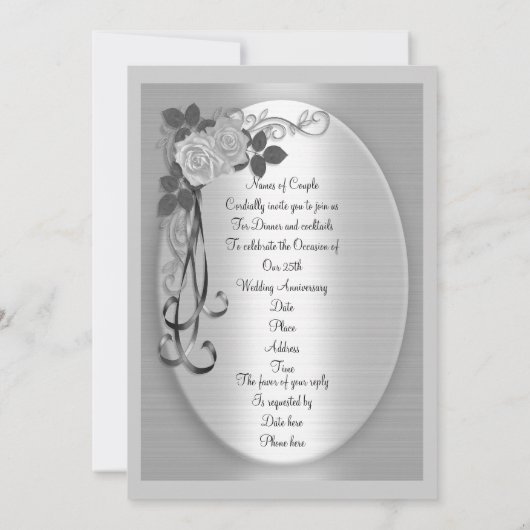 Invitation d'anniversaire de mariage d'argent (Dos)