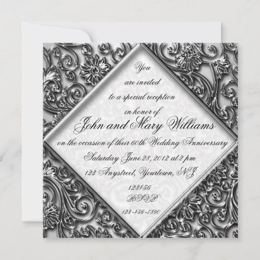 Invitation d'anniversaire de mariage d'argent (Dos)