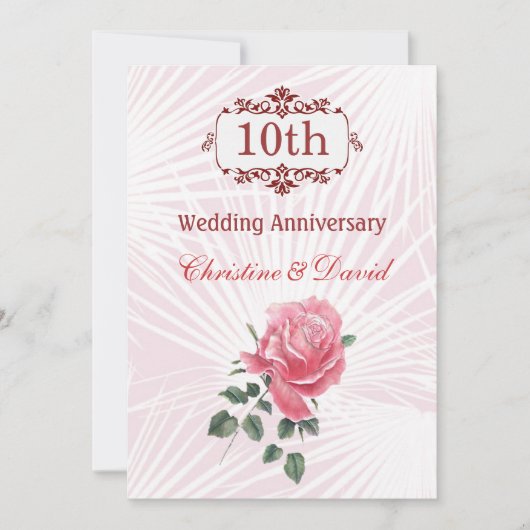 Invitation d'anniversaire de mariage de 10 ans à l (Devant)