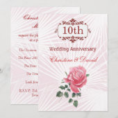 Invitation d'anniversaire de mariage de 10 ans à l (Devant / Derrière)