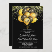 Invitation d'anniversaire de mariage de 10 ans or  (Devant / Derrière)