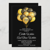 Invitation d'anniversaire de mariage de 10 ans or  (Devant / Derrière)