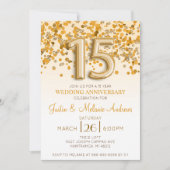 Invitation d'anniversaire de mariage de 15 ans ave (Devant)