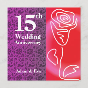 Invitation d'anniversaire de mariage de 15 ans Ros