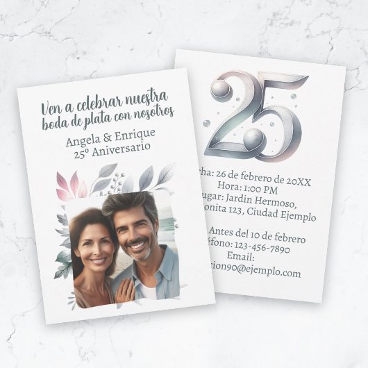 Invitation d'anniversaire de mariage de 25 ans ave