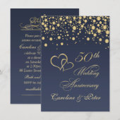 Invitation d'anniversaire de mariage de 50 ans à c (Devant / Derrière)