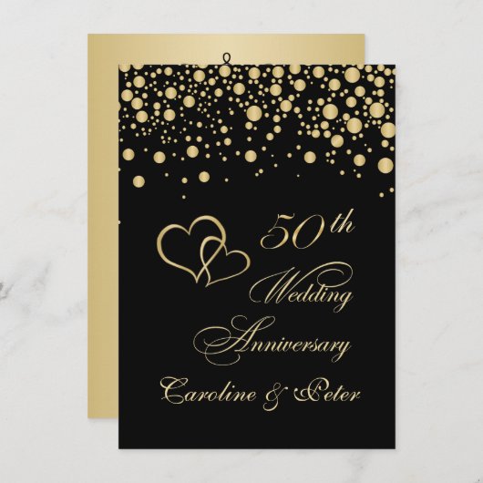 Invitation d'anniversaire de mariage de 50 ans à c (Devant / Derrière)