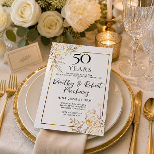 Invitation d'anniversaire de mariage de 50 ans à f