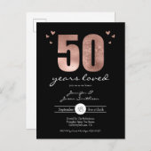 Invitation d'anniversaire de mariage de 50 ans aim (Devant / Derrière)