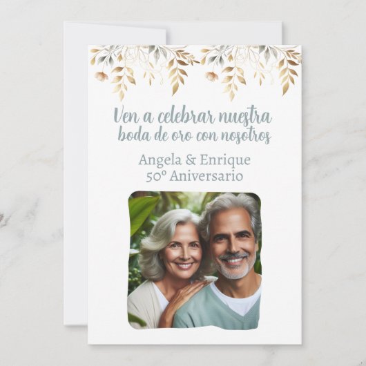 Invitation d'anniversaire de mariage de 50 ans ave (Devant)