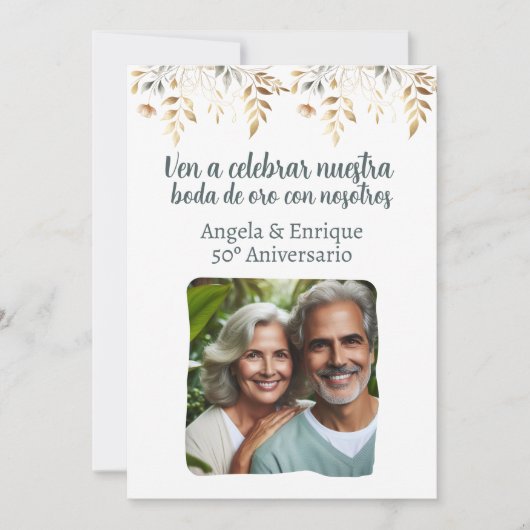 Invitation d'anniversaire de mariage de 50 ans ave (Devant)
