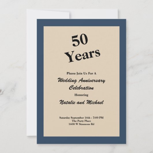 Invitation d'anniversaire de mariage de 50 ans Ble (Devant)