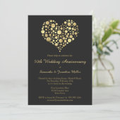 Invitation d'anniversaire de mariage de 50 ans Cœu (Debout devant)