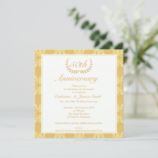 Invitation d'anniversaire de mariage de 50 ans en  (Debout devant)
