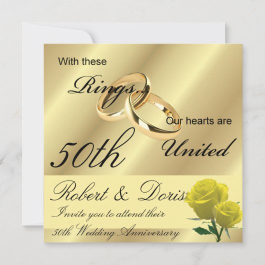 Invitation d'anniversaire de mariage de 50 ans en (Devant)