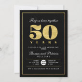 Invitation d'anniversaire de mariage de 50 ans Or (Devant)