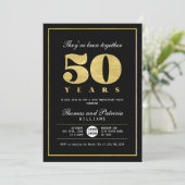 Invitation d'anniversaire de mariage de 50 ans Or (Debout devant)
