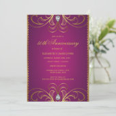 Invitation d'anniversaire de mariage de 50 ans ros (Debout devant)