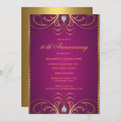 Invitation d'anniversaire de mariage de 50 ans ros (Devant / Derrière)