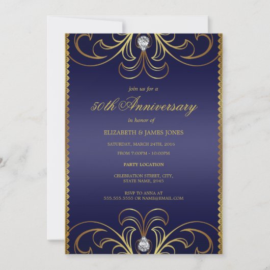 Invitation d'anniversaire de mariage de 50 ans Roy (Devant)