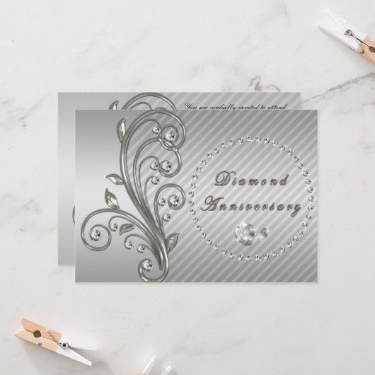 Invitation d'anniversaire de mariage de diamant (Devant/Arrière en situation)