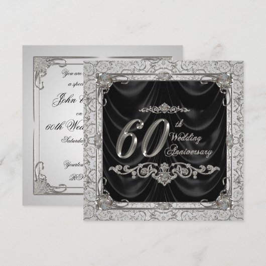 Invitation d'anniversaire de mariage de diamant (Devant / Derrière)