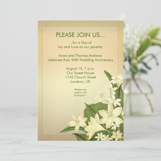 Invitation d'anniversaire de mariage de lys (Debout devant)