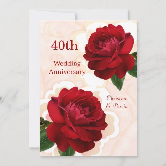 Invitation d'anniversaire de mariage de rubis 40e  (Devant)