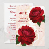 Invitation d'anniversaire de mariage de rubis 40èm (Devant / Derrière)