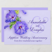 Invitation d'anniversaire de mariage de saphir 45  (Devant / Derrière)