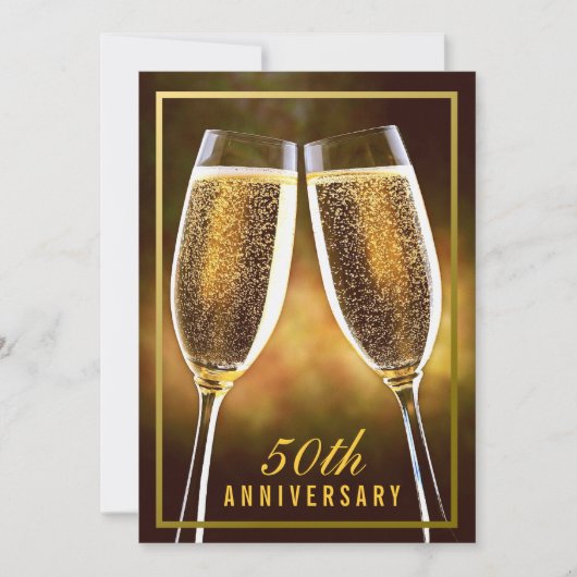 Invitation d'anniversaire de mariage d'or (Devant)