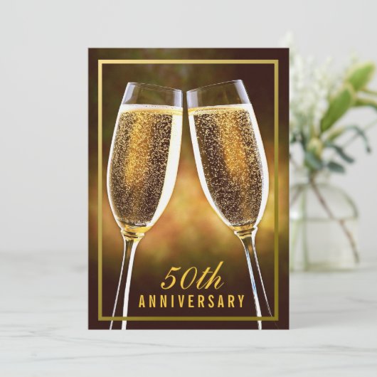 Invitation d'anniversaire de mariage d'or (Debout devant)