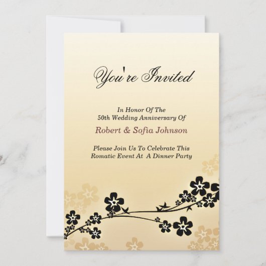 Invitation d'anniversaire de mariage élégante et c (Devant)