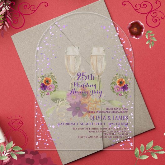 Invitation d'anniversaire de mariage en acrylique