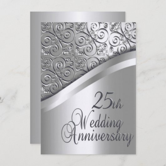 Invitation d'anniversaire de mariage en argent (Devant / Derrière)