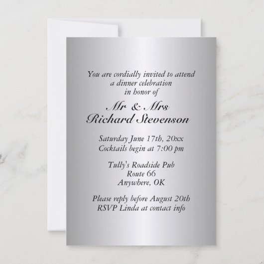 Invitation d'anniversaire de mariage en argent (Dos)