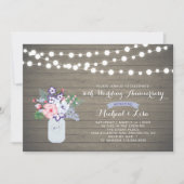 Invitation d'anniversaire de mariage en bois rusti (Devant)