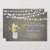 Invitation d'anniversaire de mariage en bois rusti (Devant / Derrière)