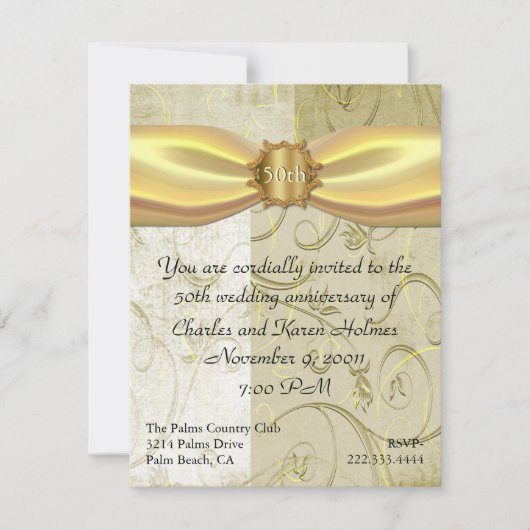 Invitation d'anniversaire de mariage en or (Devant)