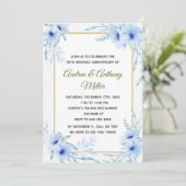 Invitation d'anniversaire de mariage floral bleu o (Debout devant)
