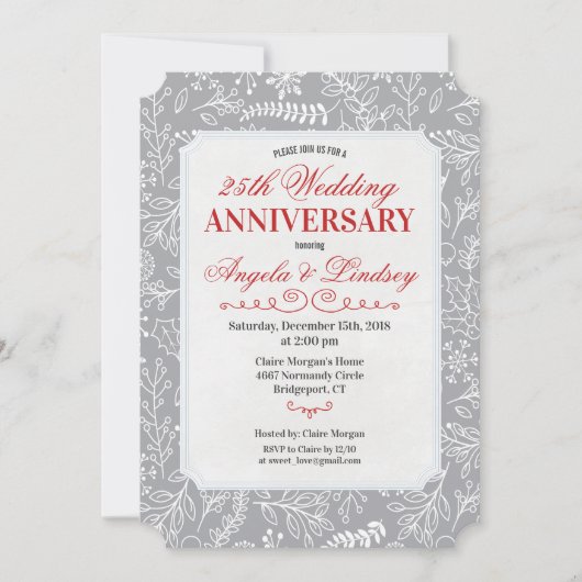 Invitation d'anniversaire de mariage hivernal (Devant)
