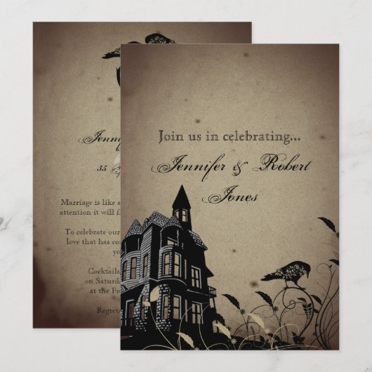 Invitation d'anniversaire de mariage Maison Gothiq (Devant / Derrière)
