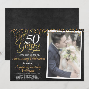 Invitation d'anniversaire de mariage Noir et Or